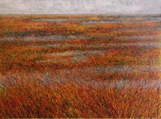 Appraisal: PETERDI Gabor Oil on Canvas Red Salt Marsh Signed and