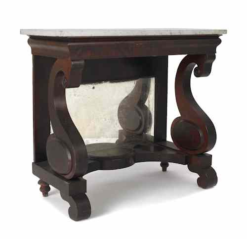 Appraisal: Empire mahogany marble top pier table ca h w