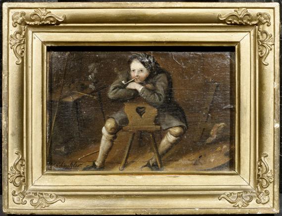 Appraisal: SCHNETZLER JOHANN ULRICH ATTRIBUTED TO Schaffhausen A smoking painter in