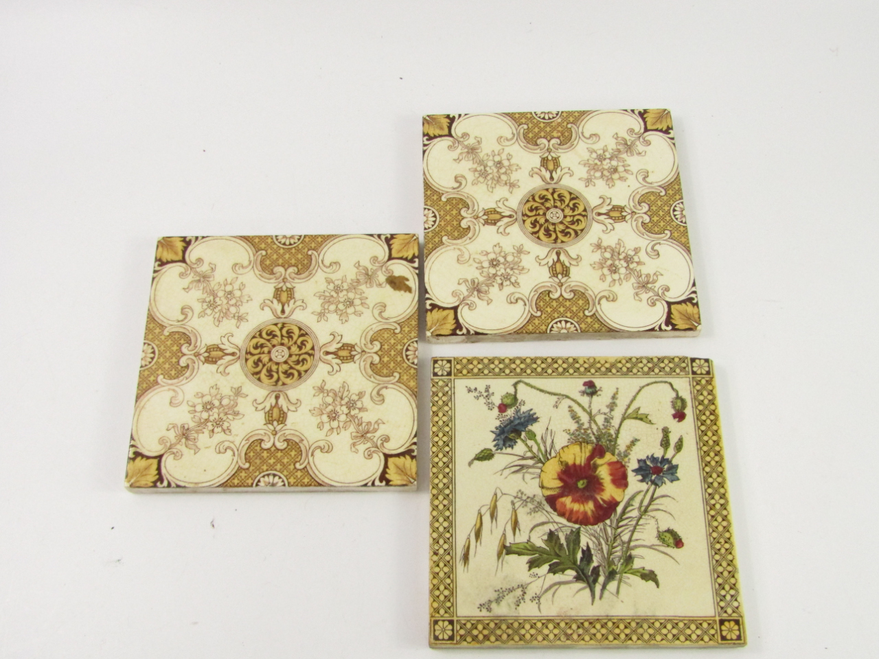 Appraisal: Victorian printed floral tiles including Minton Sherwin Cotton and JH