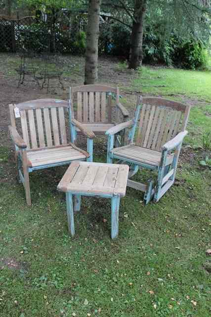 Appraisal: A PAIR OF GARDEN ARMCHAIRS together with a further chair