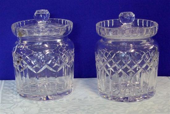 Appraisal: Pair of Waterford crystal biscuit barrels and covers with cut