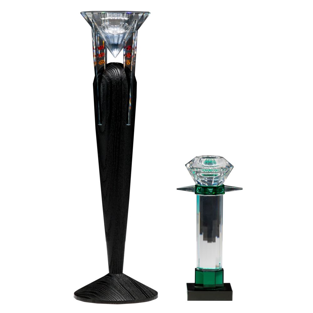 Appraisal: SWAROVSKI CRYSTAL CANDLE HOLDERS items including Saturn Candleholder and Uranus