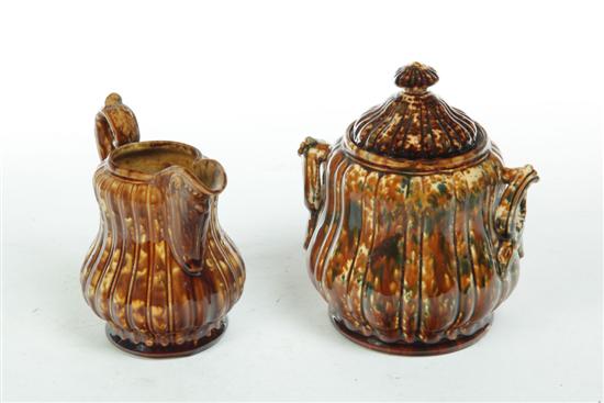 Appraisal: BENNINGTON CREAMER AND SUGAR BOWL Vermont mid th century Similar