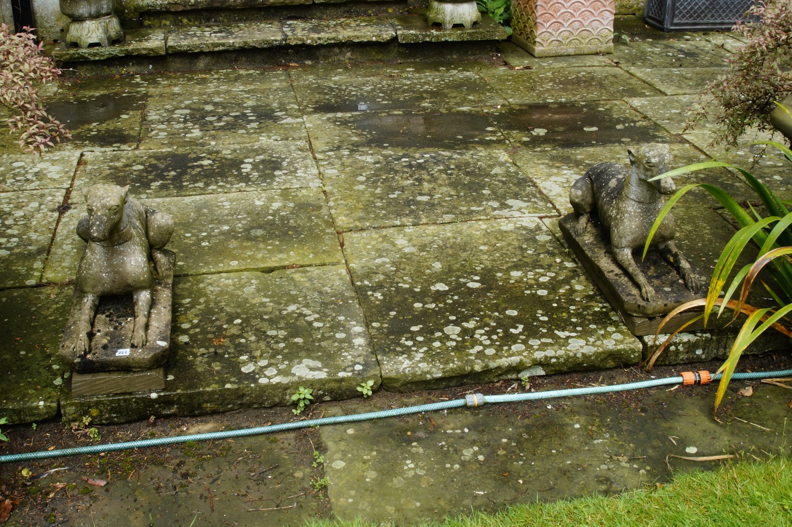 Appraisal: A set of four stone seated greyhounds cm long cm