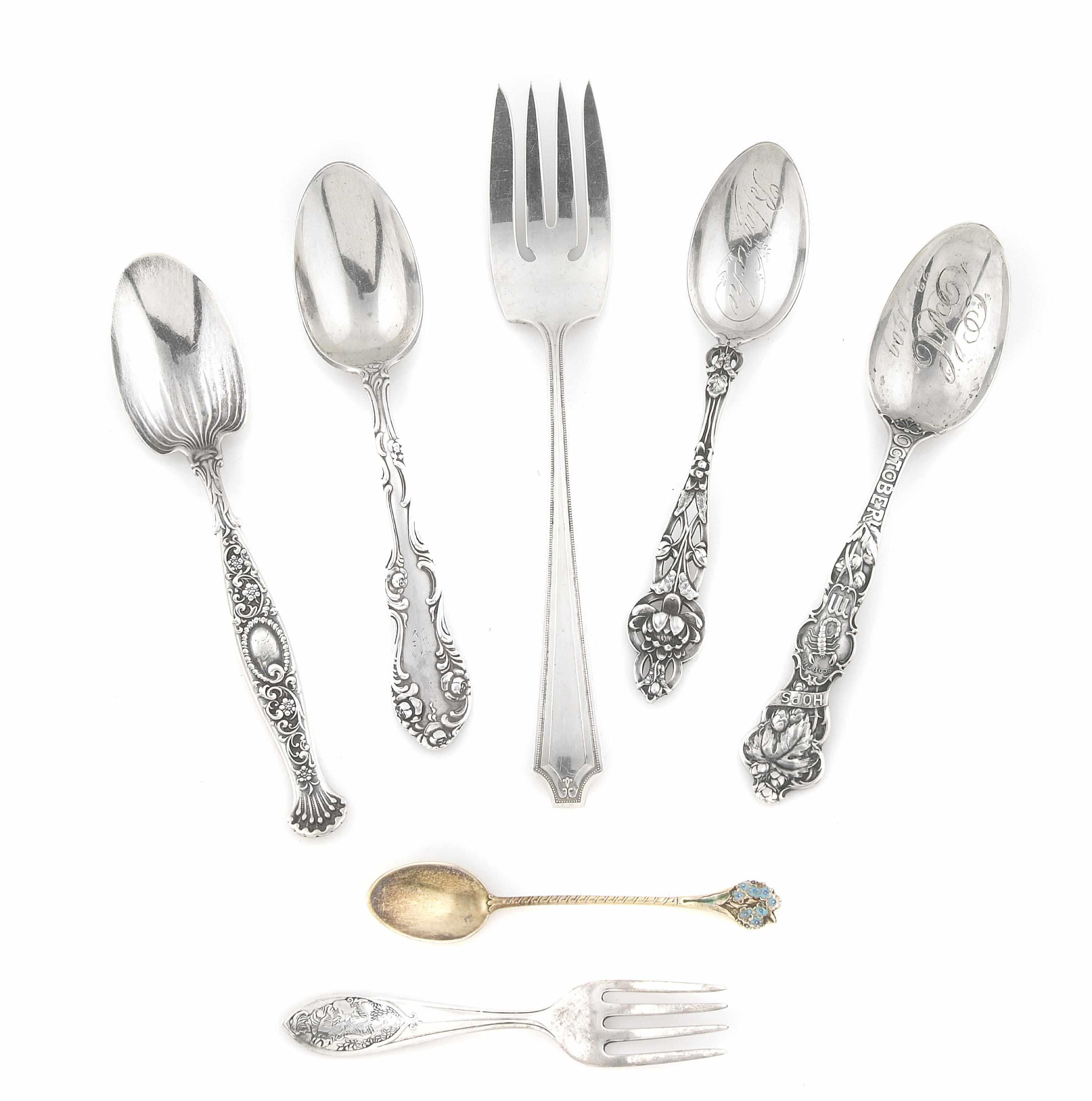 Appraisal: An assembled group of American silver flatware th centuryComprising Wallace