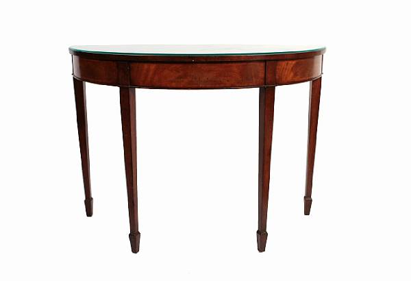 Appraisal: A Regency style mahogany demilune side table height in width