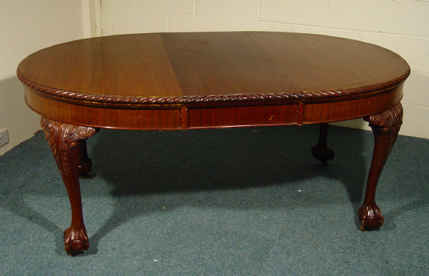 Appraisal: Queen Anne design extending mahogany D - end dining table