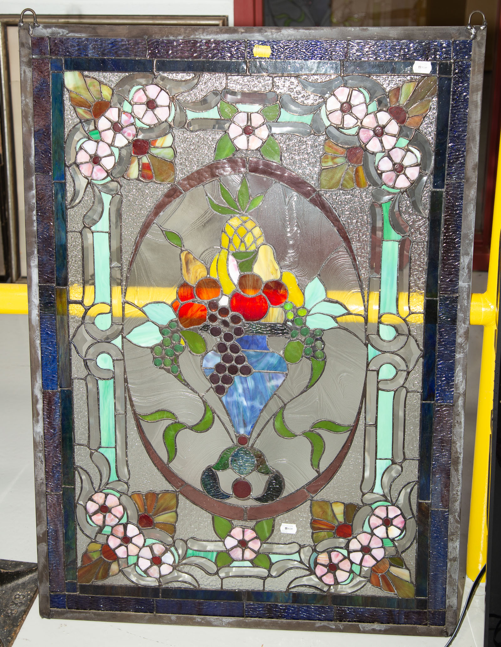 Appraisal: MODERN HANGING STAINED GLASS PANEL in H approximately in W