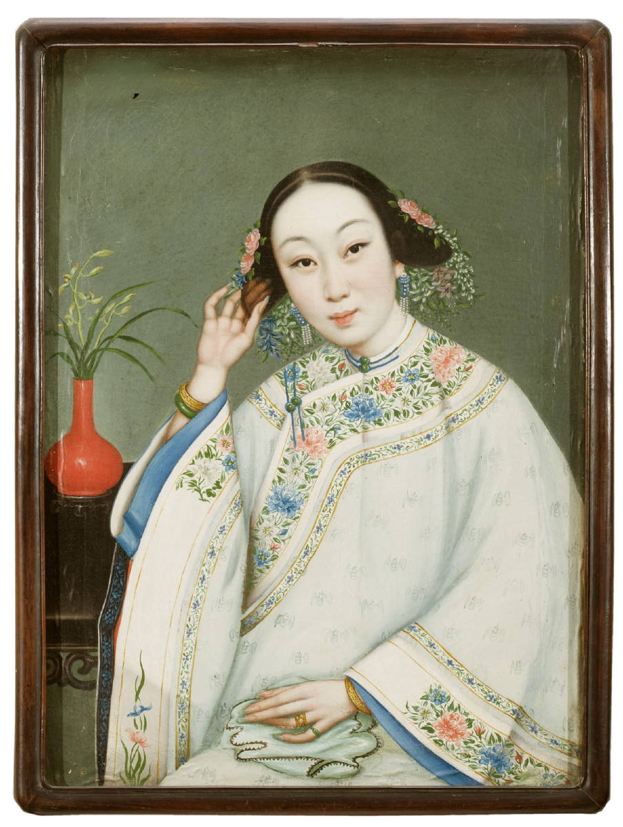 Appraisal: CHINA TRADE PORTRAIT OF A CHINESE WOMAN IN FLORAL DECORATED