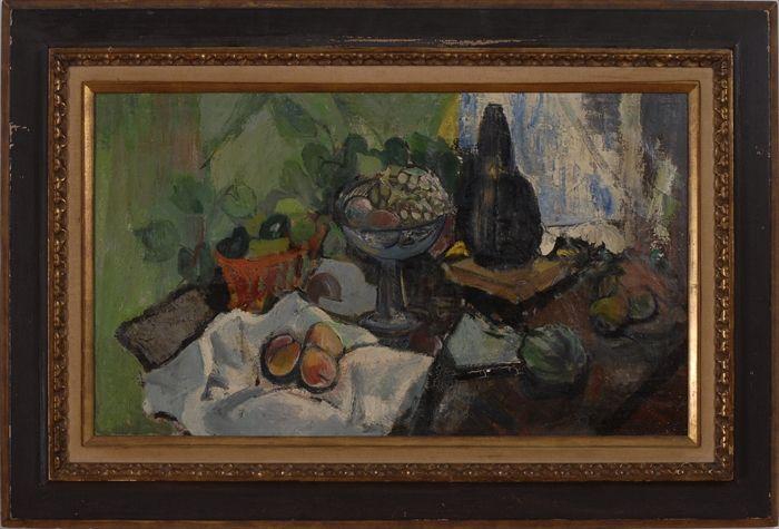 Appraisal: AMERICAN SCHOOL STILL LIFE WITH FRUIT Oil on canvas x