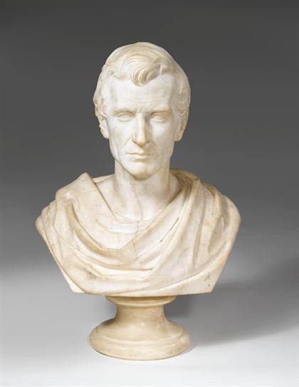 Appraisal: Italian Carrara marble bust th century Depicting a gentleman with