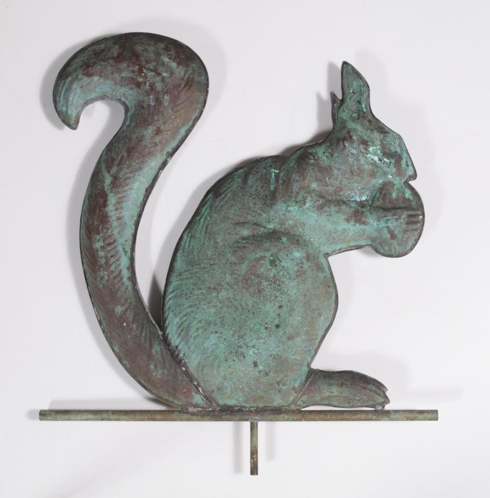 Appraisal: PATINATED COPPER SQUIRREL WEATHERVANE handcrafted in the manner of L