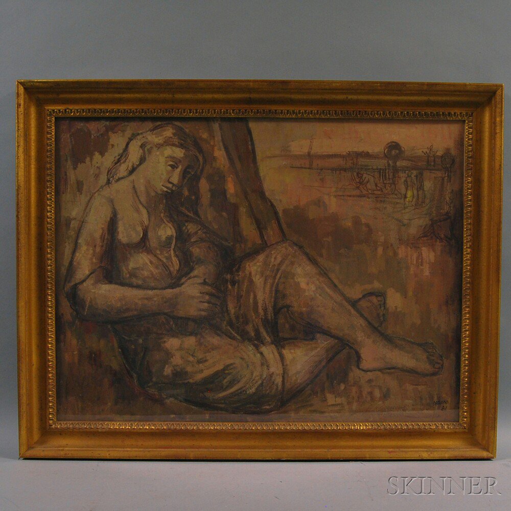 Appraisal: Roberto Azzoni Argentine - Reclining Female Figure Signed Azzoni l