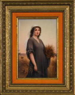 Appraisal: German Porcelain Plaque German hard paste porcelain plaque of Ruth