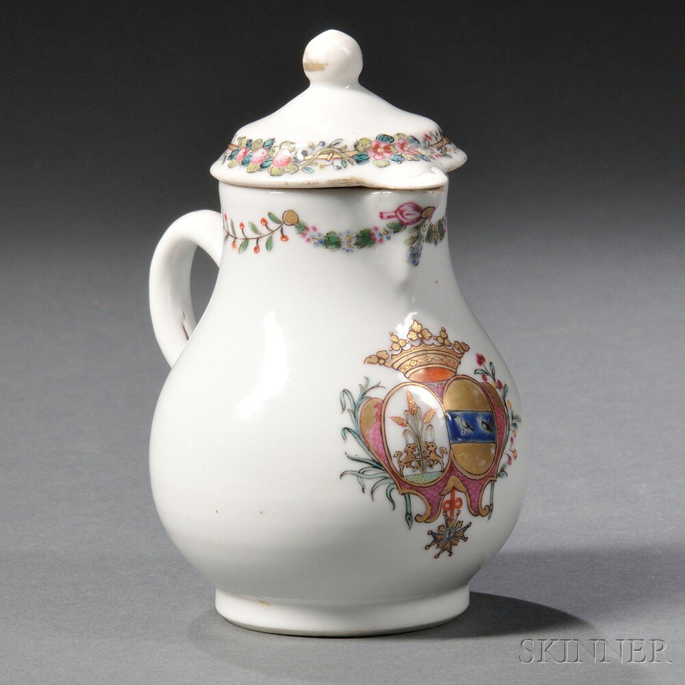 Appraisal: Chinese Export Armorial Porcelain Cream Pitcher with Cover th century