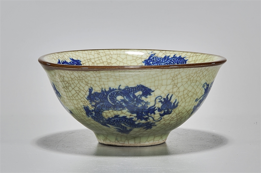 Appraisal: Chinese crackle glazed bowl dragon motif D approx