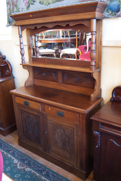 Appraisal: EDWARDIAN BLACKWOOD MIRRORED BACK SIDEBOARD