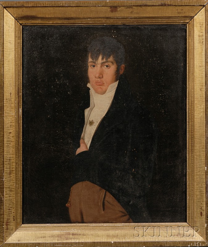 Appraisal: American School th Century Portrait of a Young Man Unsigned