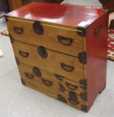 Appraisal: JAPANESE KODANSU PERSONAL ITEMS CHEST of kiri wood construction with