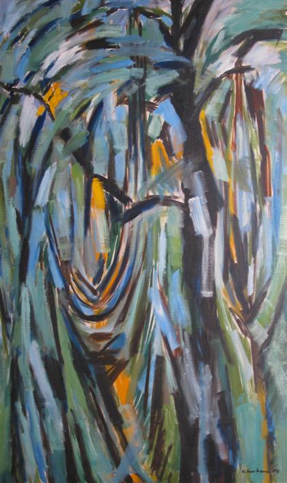 Appraisal: TOBIAS SCHNEEBAUM american b JUNGLE - Signed oil on canvas