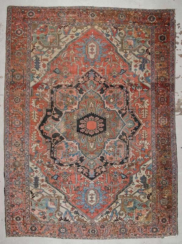 Appraisal: Antique Heriz Rug Persia ' '' x ' '' Antique