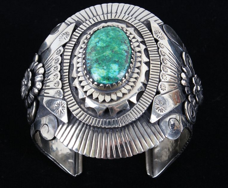 Appraisal: Armand American Horse Alpaca Silver Turquoise Cuff Included in this