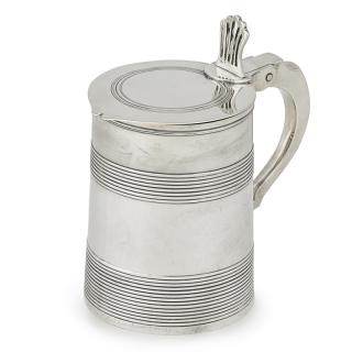 Appraisal: ENGLISH STERLING SILVER TANKARD Banded decoration on cylindrical body London