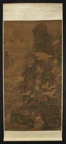 Appraisal: Chinese watercolor scroll attr to Qiu Yang depicting figures in