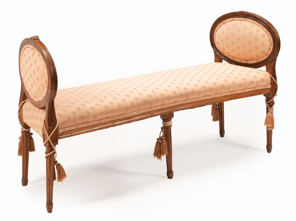 Appraisal: Antique Louis XVI Bench late th early th c oval