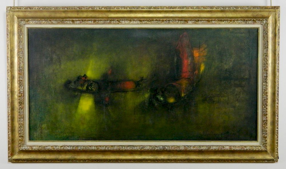 Appraisal: Lebadang oil Lebadang Vietnamese - - ''Deux Barques''- oil on