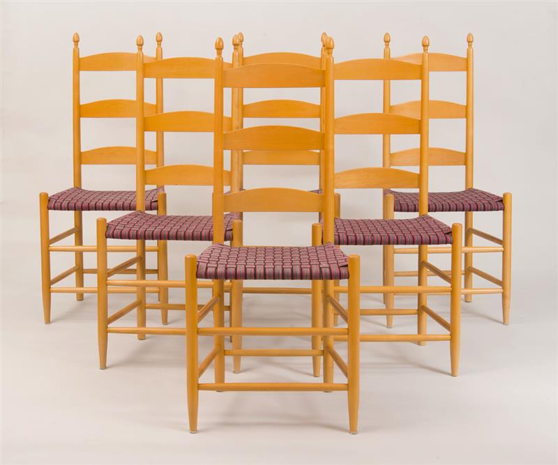 Appraisal: SET OF SIX MODERN SHAKER-STYLE CHAIRS DESIGNED BY TIM RIEMAN