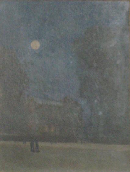 Appraisal: ALEXANDER MANN A moonlit street scene signed oil on board