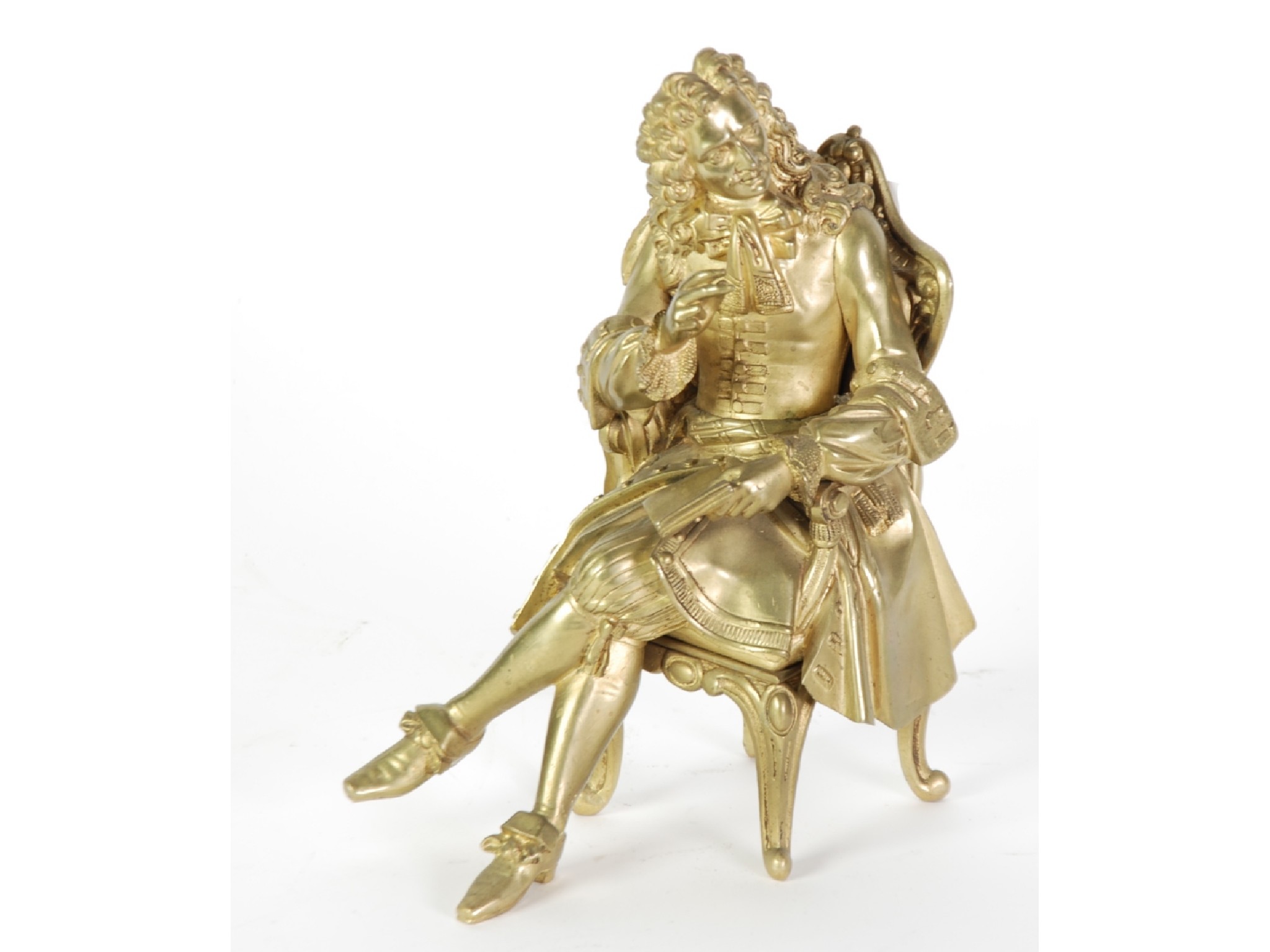 Appraisal: A GILT BRONZE MODEL OF A FRENCH COURTIER modelled seated