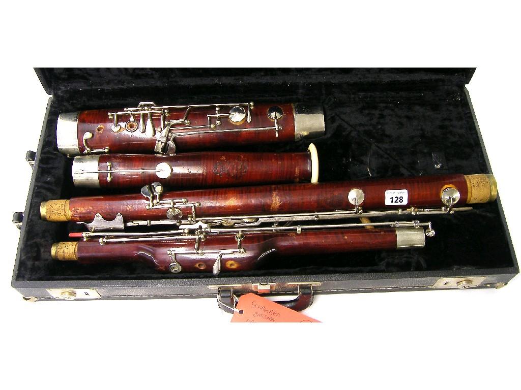 Appraisal: Schreiber maple and nickel mounted bassoon stamped sole distributor Dallas