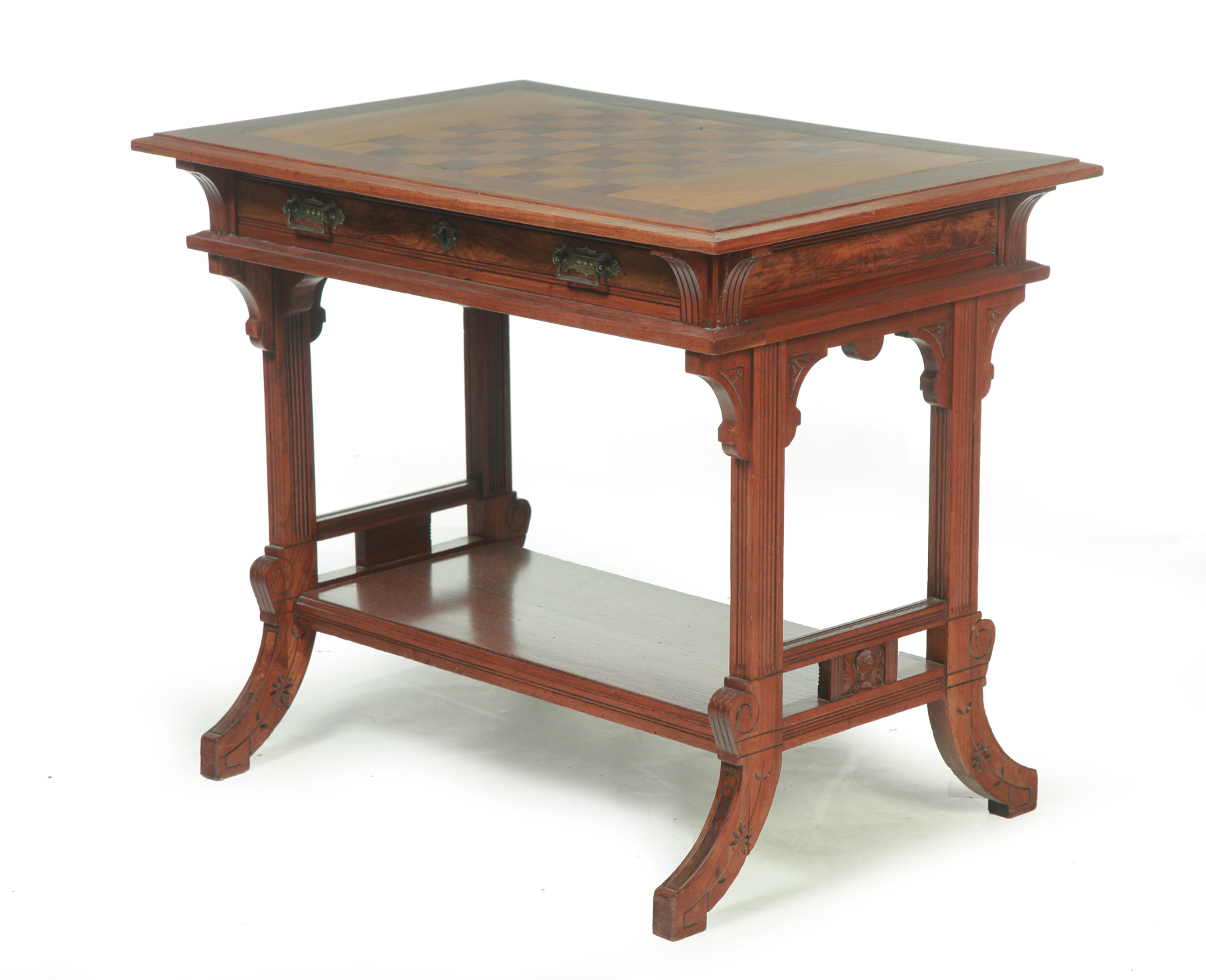 Appraisal: EASTLAKE VICTORIAN GAME TABLE American th quarter- th century Walnut