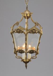 Appraisal: Victorian style brass pendant lantern h Victorian style brass pendant