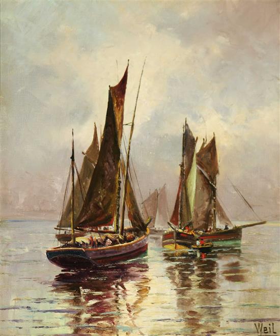 Appraisal: Otto Weil German - Boats in a Calm Sea Signed