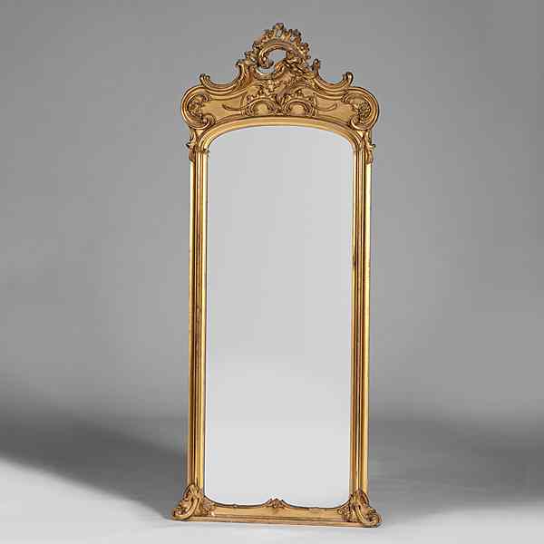 Appraisal: Rococo-Revival Gilt-Wood Pier Mirror American th century A Rococo Revival