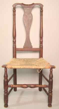 Appraisal: WILLIAM AND MARY STAINED MAPLE RUSH SEAT SIDE CHAIR probably