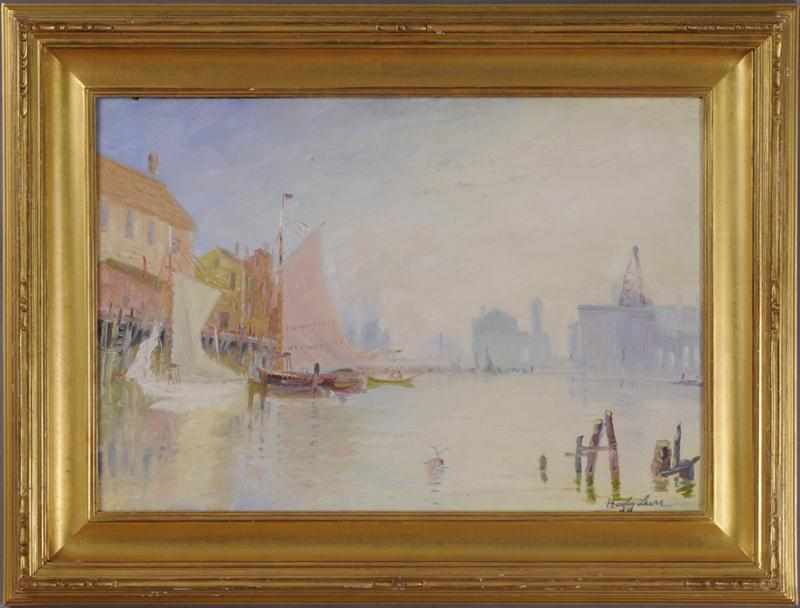 Appraisal: HAYLEY LEVER - VENICE HARBOR Oil on artistboard signed lower