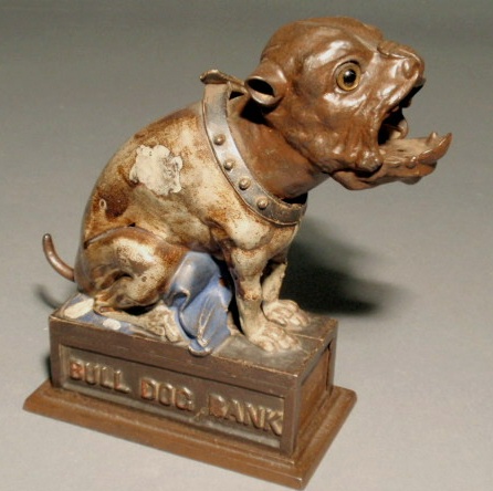 Appraisal: Cast iron mechanical bank c of a bulldog by J