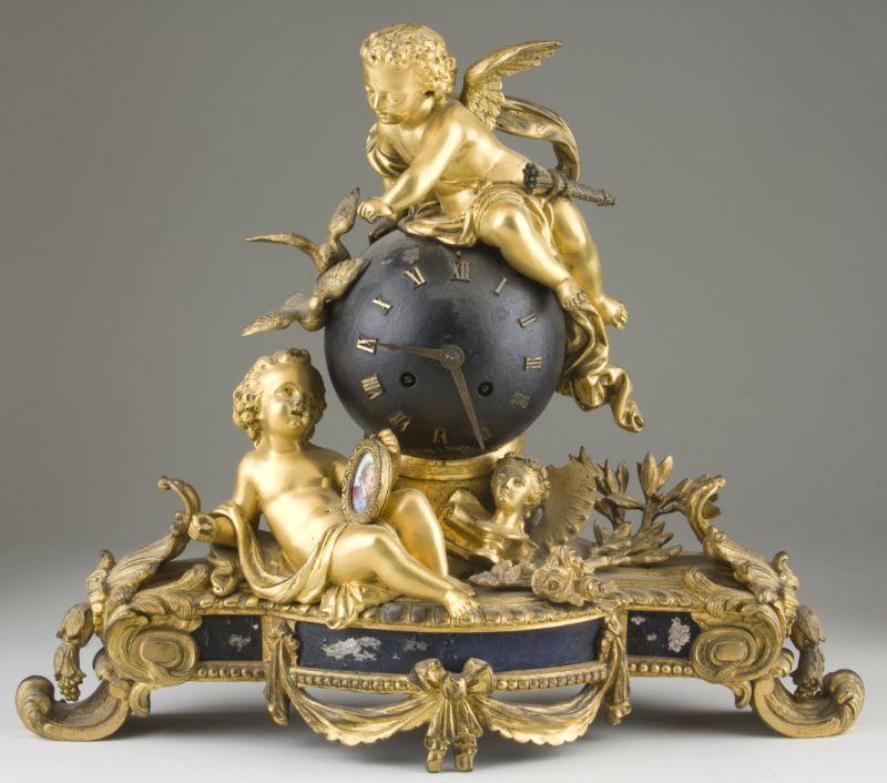 Appraisal: French Gilt Bronze Mantel Clock in the form of a