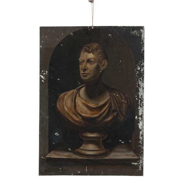 Appraisal: A TROMPE-L' IL TOLE PAINTING OF A BUST OF A