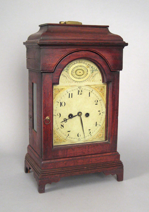 Appraisal: English mahogany bracket clock ca signed Higgins Burford with elaborately