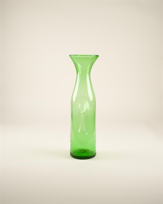 Appraisal: Blenko Large Green Floor Vase with Pinched Sides H