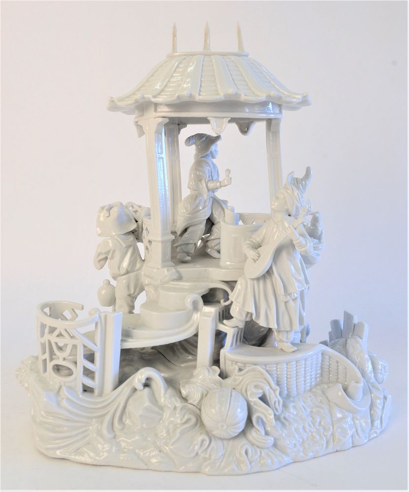 Appraisal: German Porcelain Group people in gazebo blue mark on back