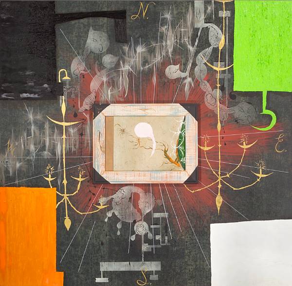 Appraisal: Lari Pittman American born Compass oil acrylic and objects on