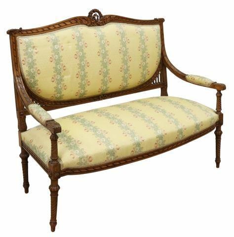 Appraisal: Louis XVI style salon settee sofa late th c ribbon