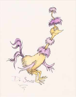 Appraisal: Theodor Seuss Dr Seuss Geisel American - Sneetch-like bird Watercolor